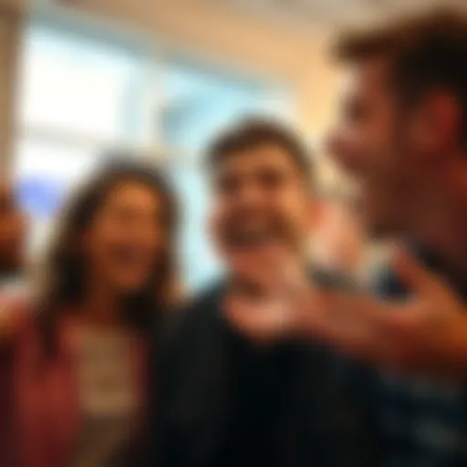 A person laughing heartily as a friend plays a funny prank, capturing the joy of unexpected moments.