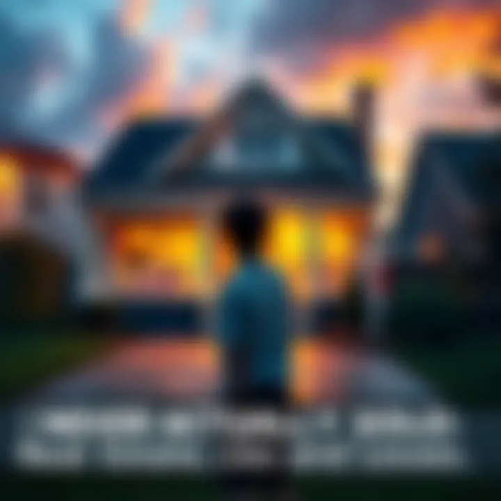 A person stands outside a house with a worried expression, reflecting on a financial loss instead of making a purchase.