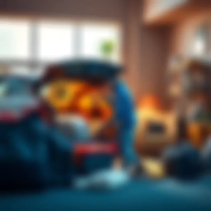 A person packing items like a car and furniture, preparing to sell everything to invest in Bitcoin