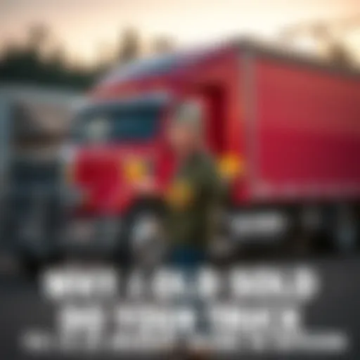 Individual standing next to sold truck, holding Bitcoin symbols, representing investment choice