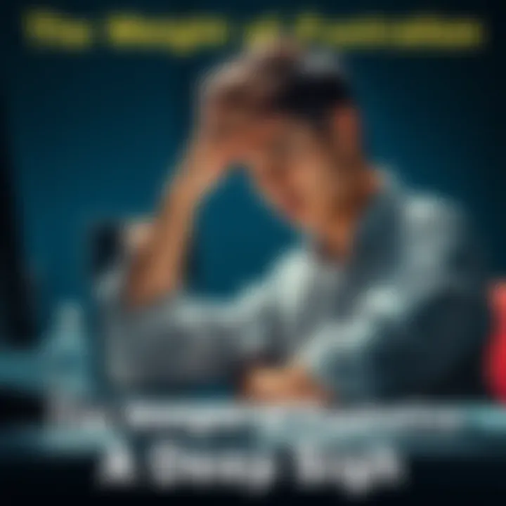 A person sitting at a desk with a hand on their forehead, expressing weariness and frustration through a deep sigh.