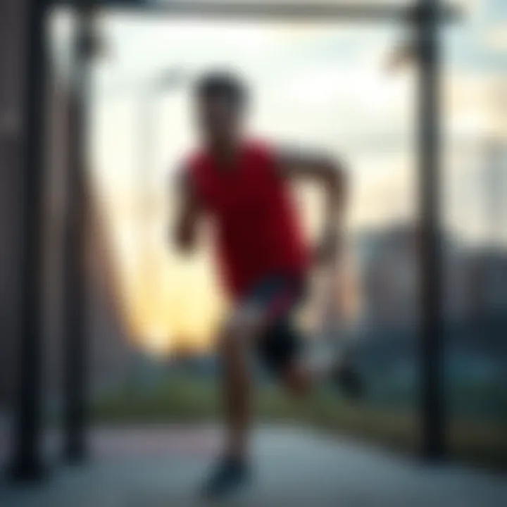 Person training for IHC A fit individual running outdoors, practicing pull-ups, and preparing for the IHC application process, showcasing physical fitness and determination.