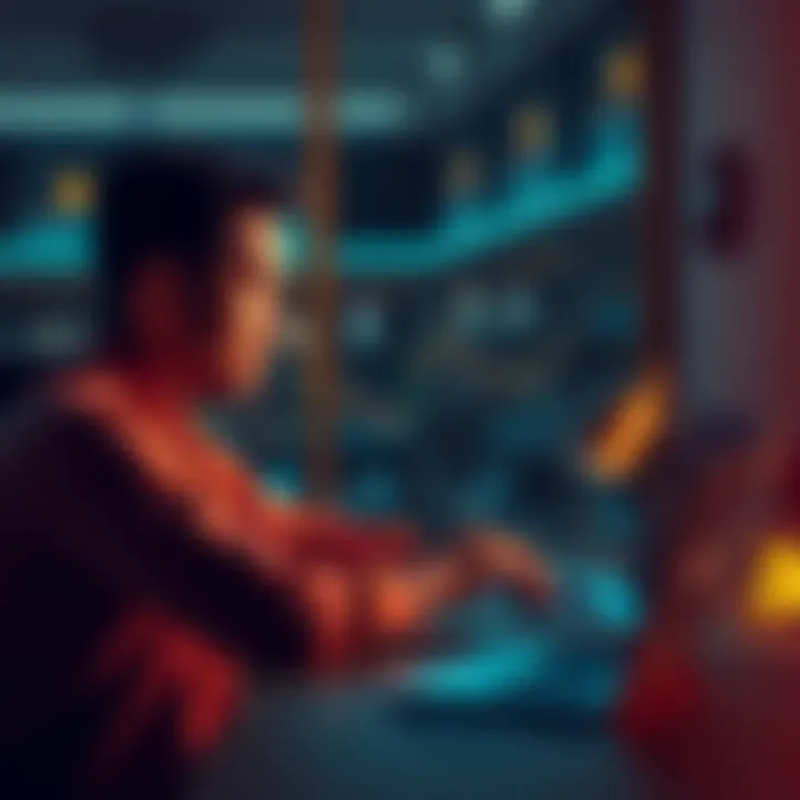 A person sitting at a desk, looking at Bitcoin charts on a laptop screen, with a thoughtful expression.