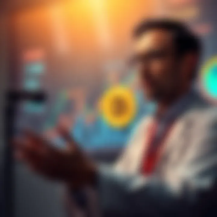 A person with a PhD discussing Bitcoin's value with charts and graphs in the background