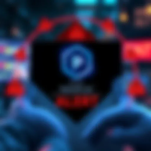 A warning graphic showing a phishing email with a fake Satoshi Labs logo, surrounded by caution symbols.