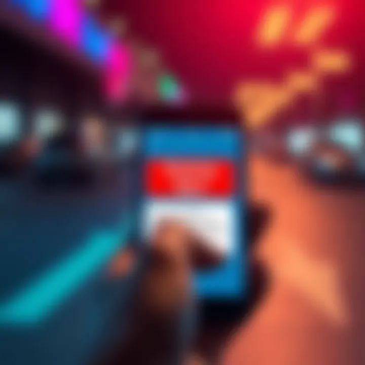 A smartphone displaying a fraudulent SMS about a parking ticket, with the person's hand hovering over the screen.