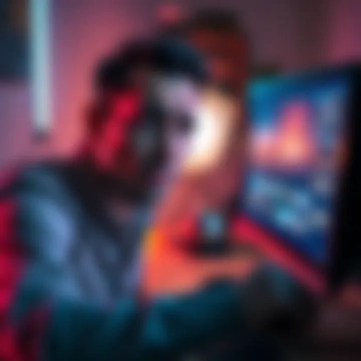 A person looking frustrated while trying to submit photos on a computer, with images visible on the screen