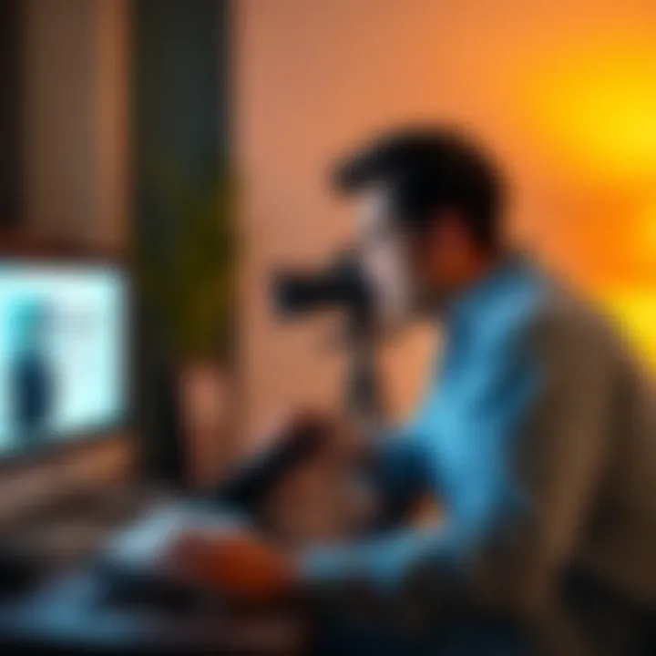 A photographer looking at a message on their computer, showing concern about a request from Revolut Pro for client conversation proof.