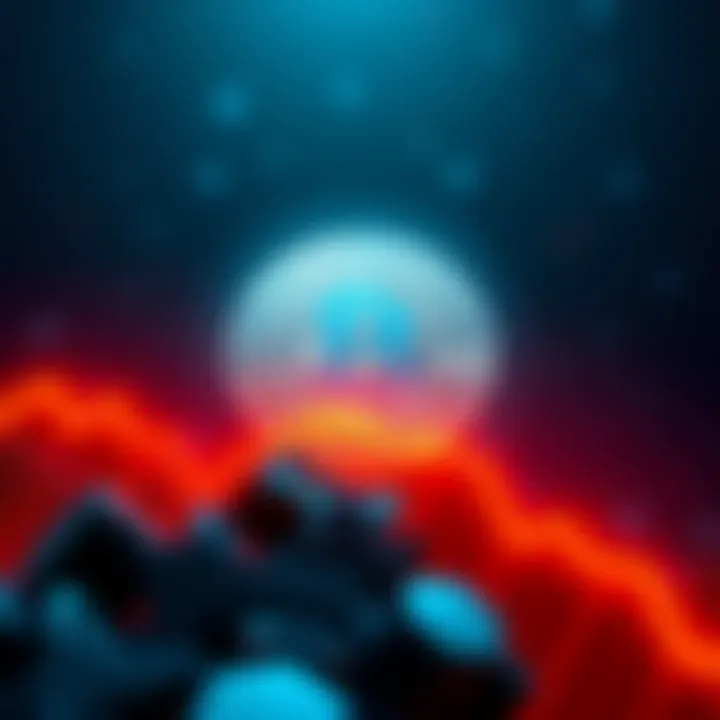 A downward trend graph representing the falling value of Pi cryptocurrency against other digital currencies.