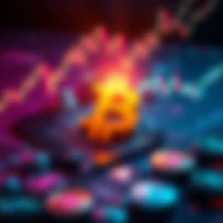 A graphic showing the Pi cryptocurrency logo with fluctuating price graphs and digital currency symbols in the background.