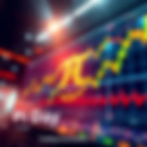A vibrant stock market display with charts and graphs showing upward trends, symbolizing trading opportunities before Pi Day.