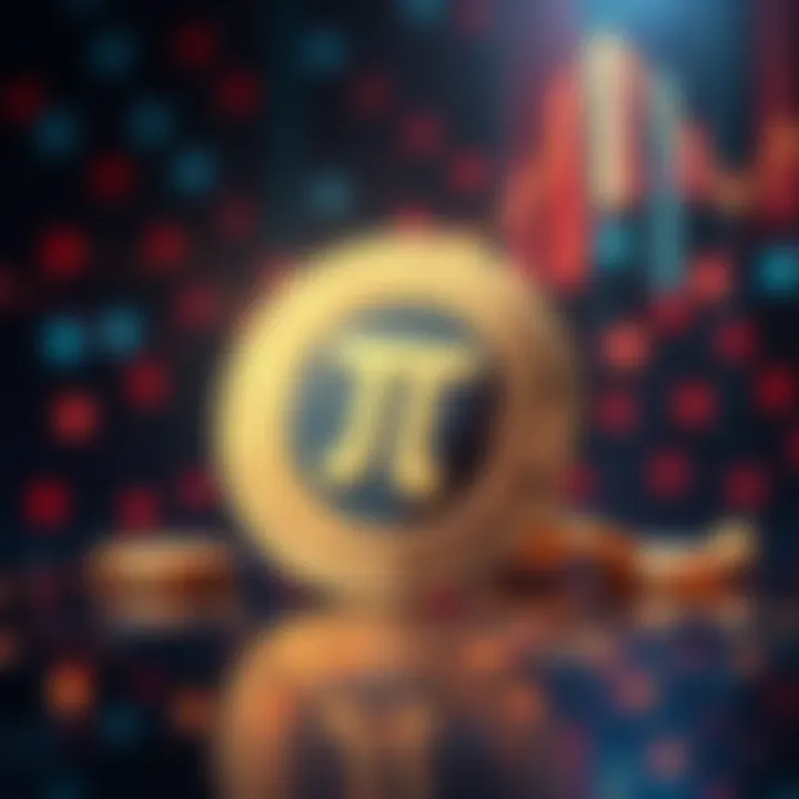 A graphic showing a unique coin representing Pi Network's KYC process, with digital symbols and blockchain elements in the background.