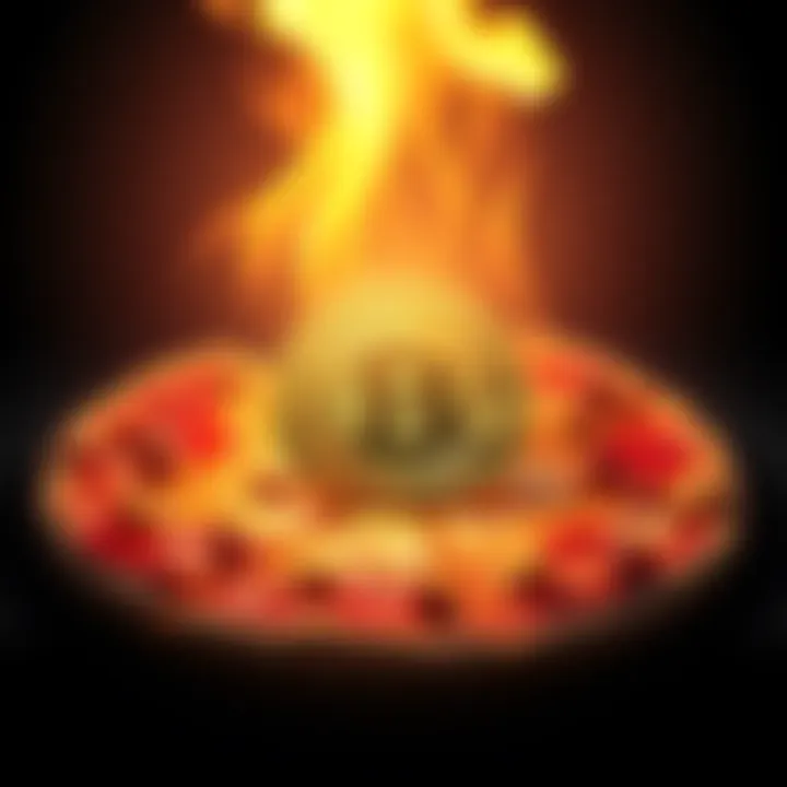 A slice of pizza with a Bitcoin symbol on top, representing Bitcoin Pizza Day and its historical significance in cryptocurrency.