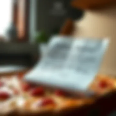 A close-up of an unexpected pizza receipt with handwritten notes and a pizza box in the background.