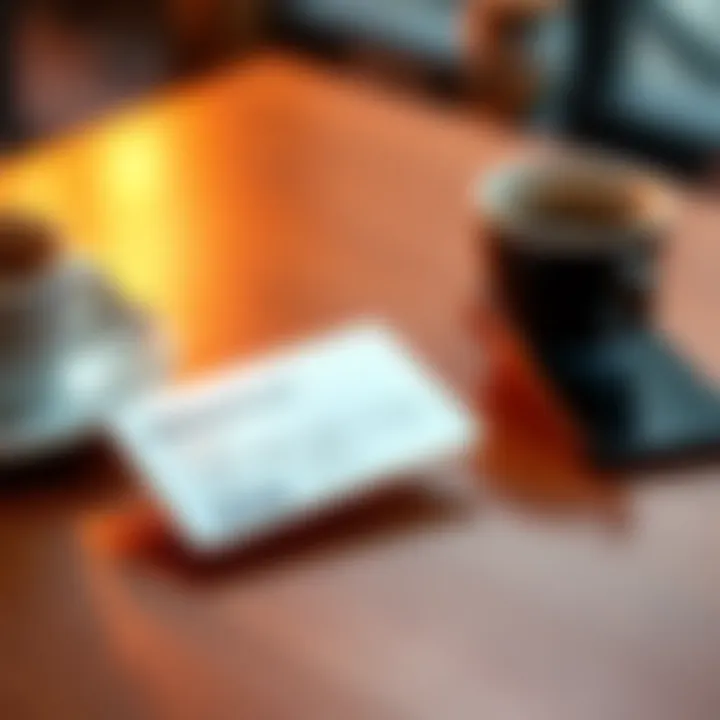 Platinum card on a table A stylish platinum card resting on a wooden table next to a cup of coffee and a smartphone, showing its integration into daily life.