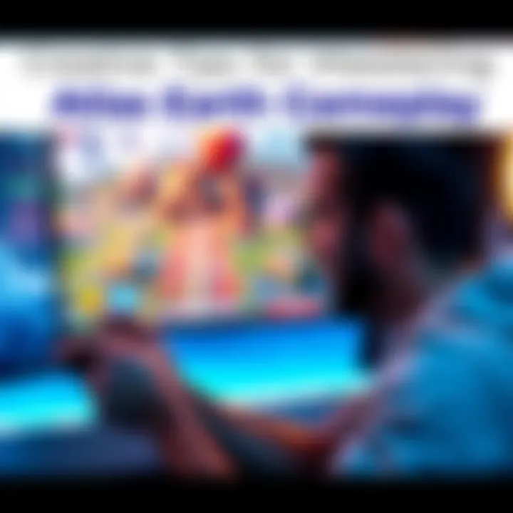 A gamer focused on a screen displaying Atlas Earth, with vibrant graphics and engaging gameplay elements.