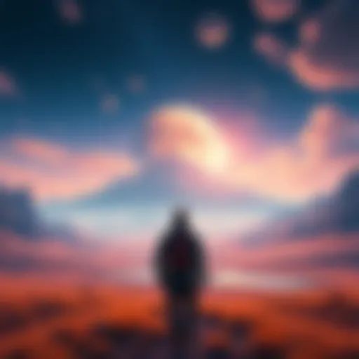 A person looking back as they walk away from a virtual landscape, symbolizing departure from the Atlas Earth game due to dissatisfaction with AI ads.