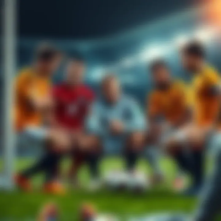Group of soccer players expressing frustration over limited goalkeeper choices for the World Cup