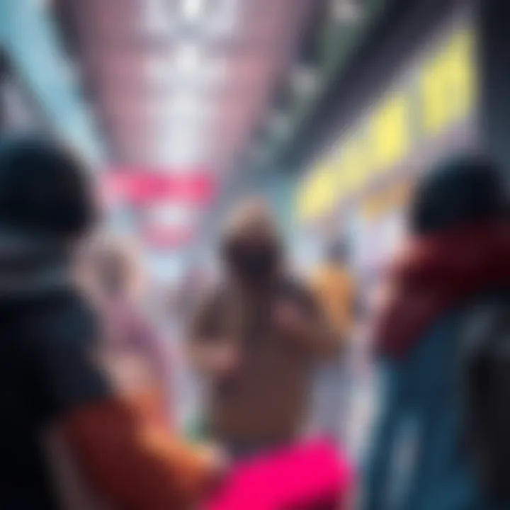 A scene showing players trying to complete missions but facing interruptions from shopping activities