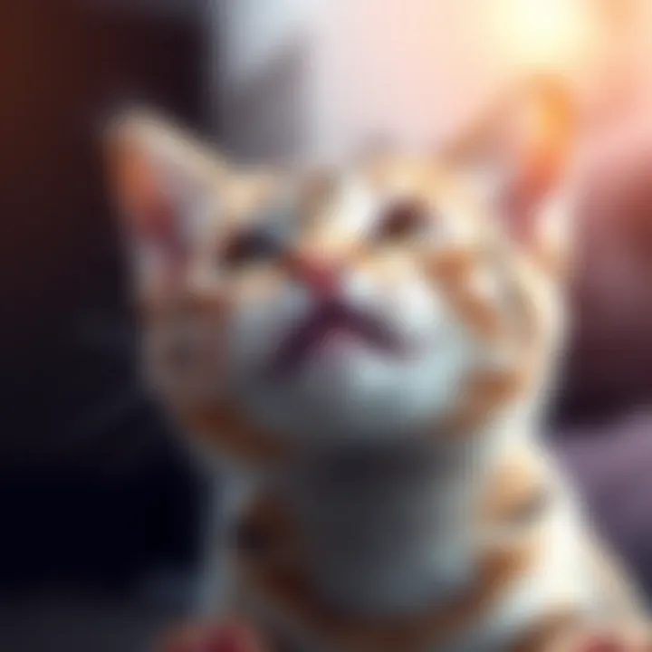 An adorable cat with playful expression, inviting viewers to suggest names on forums