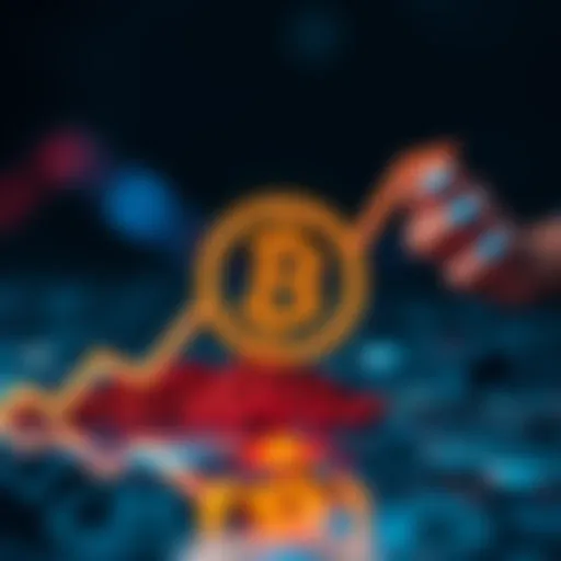 A graphic showing a money symbol with a downward trend, representing Poland's cryptocurrency loss in a failed oil deal.