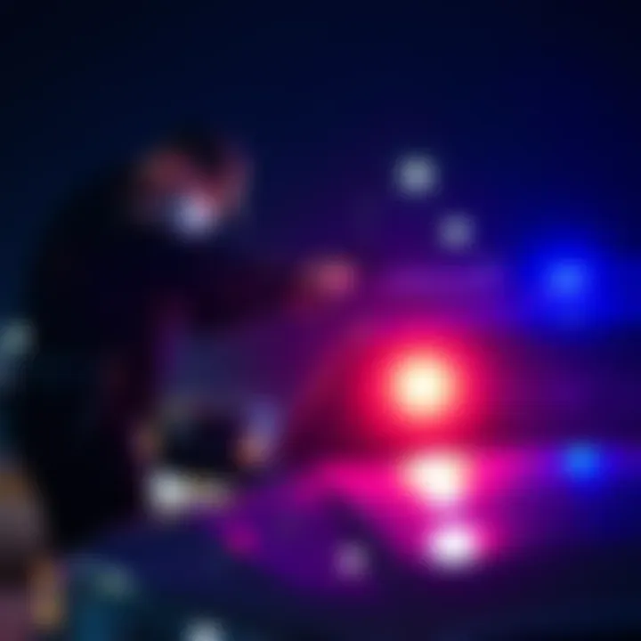 A police officer performing a brake check on a car during a tense traffic stop, showcasing the encounter between law enforcement and the driver.