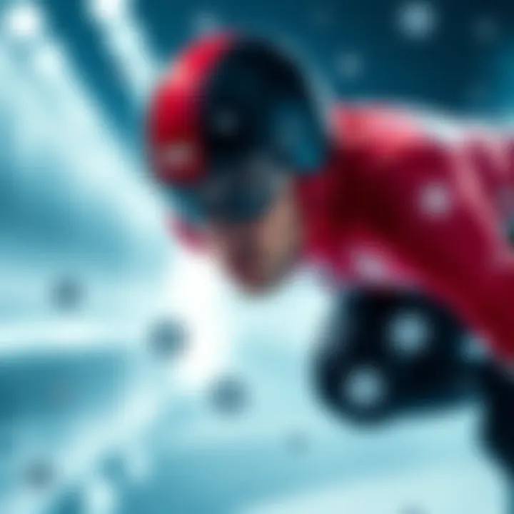 A Polish speed skater looking concerned with crypto symbols and frozen payment icons around him, reflecting the financial scandal.