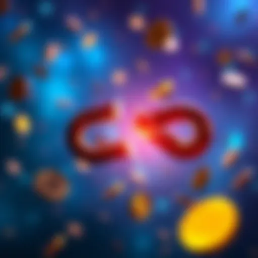 A visual representation showing a broken chain link symbolizing failed projects in Polkadot's ecosystem, with a backdrop of falling coins to represent investor losses.