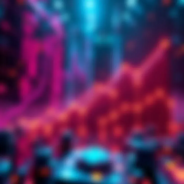 A visual representation of increasing transfers and active addresses on the Polygon network, showcasing rising graphs and blockchain icons.