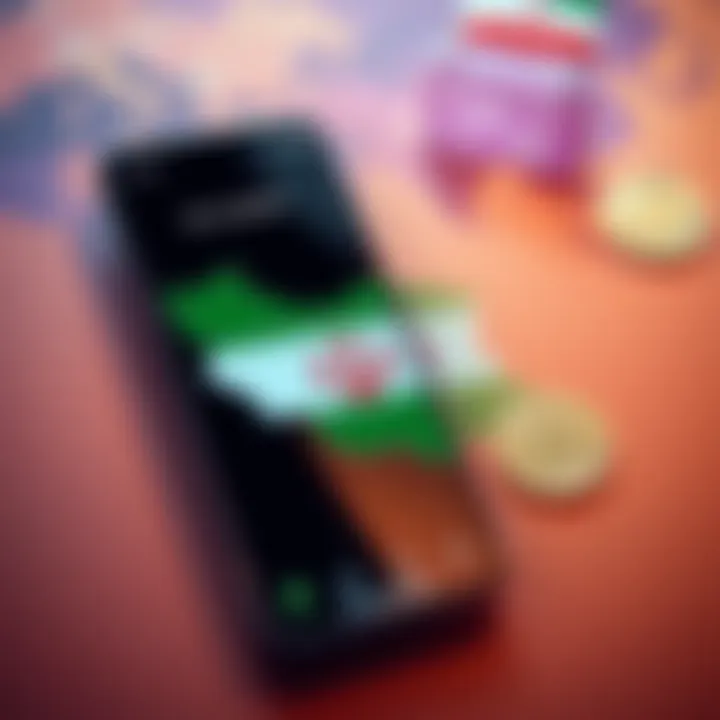 A smartphone displaying a crypto betting app with a map of Iran in the background, symbolizing speculation on geopolitical events.