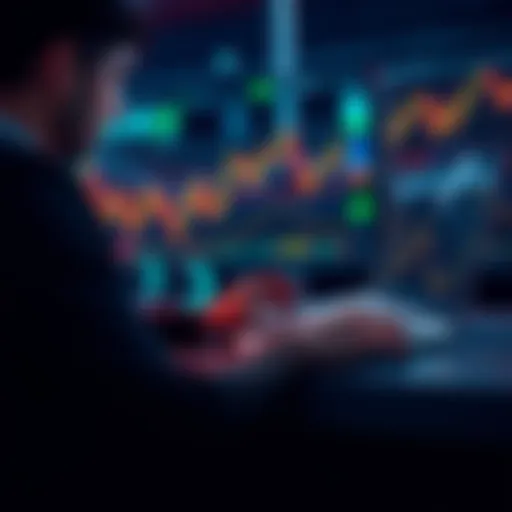 A person looks at charts and graphs on a laptop while pondering price and date for market predictions.