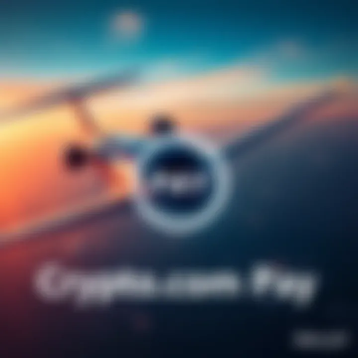 Private jet with Crypto.com Pay logo A private jet in the sky with the Crypto.com Pay logo displayed, symbolizing digital payment for flights.