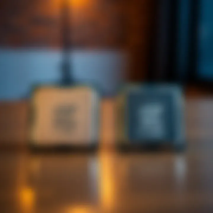 Side by side view of Intel i5 10400 and Intel i7 14700f processors on a wooden table