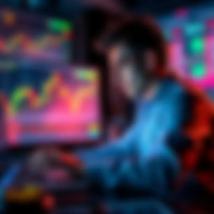 A person analyzing cryptocurrency charts on a laptop while considering profit-taking decisions.