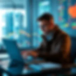 A person reviewing Bitcoin market trends while managing a loan on a laptop