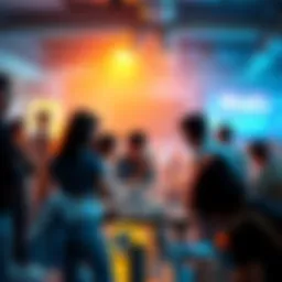 Group of people brainstorming and collaborating at the Protex hackathon in IGDTUW Delhi, looking for team members before the registration deadline.