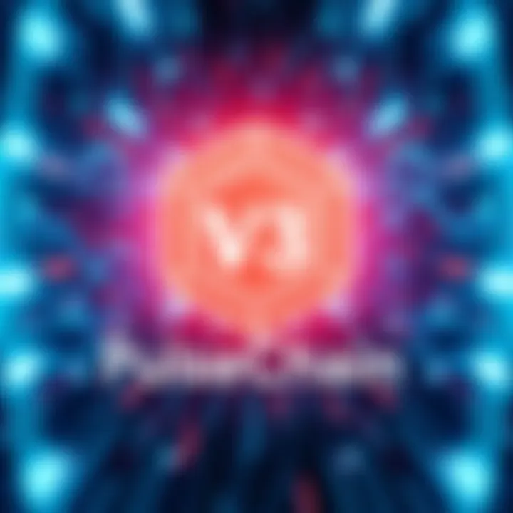 Graphic showing PulseChain V3 logo with blockchain elements and performance metrics