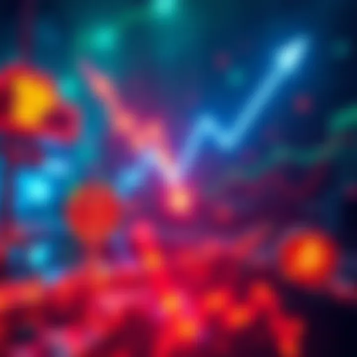 A graphic showing a downward trend in crypto market with symbols of PUMPFUN and distressed investors looking at their losses.