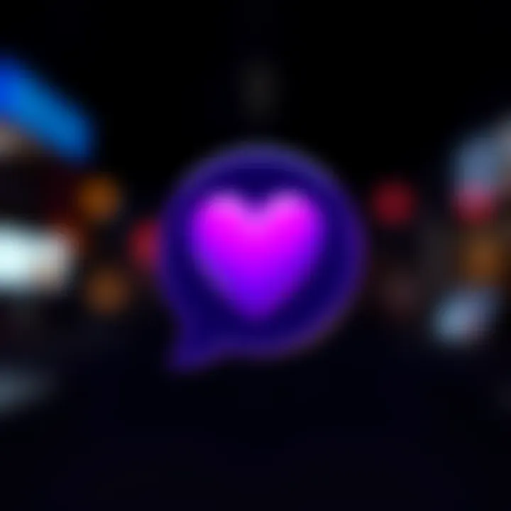 A purple heart emoji inside a chat bubble representing emotional communication