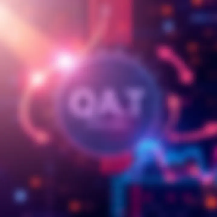 Graphic showing changes in QAIT Token allocation and governance structure with arrows indicating shifts in percentages