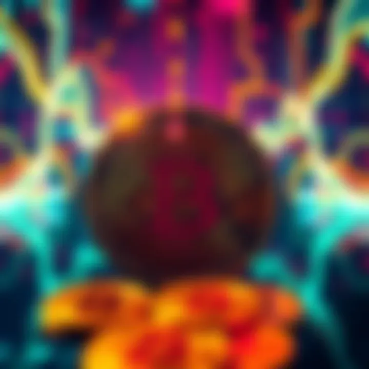 Illustration showing quantum computer graphics and Bitcoin symbols, highlighting the potential risk to cryptocurrency security.