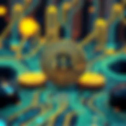 A visual representation of quantum computing impacting Bitcoin security, with digital currency symbols and quantum circuits in the background.