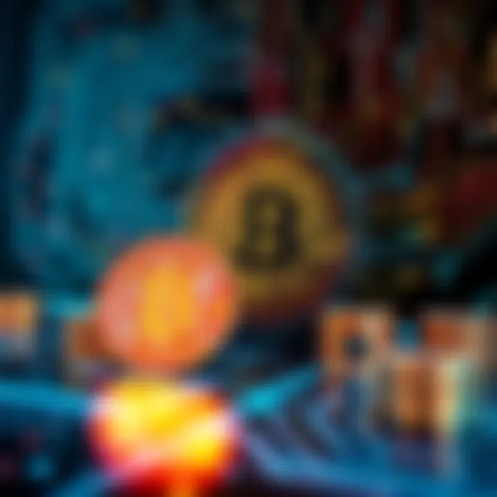 A visual representation of quantum computing technology impacting Bitcoin, with circuit patterns and digital coins.