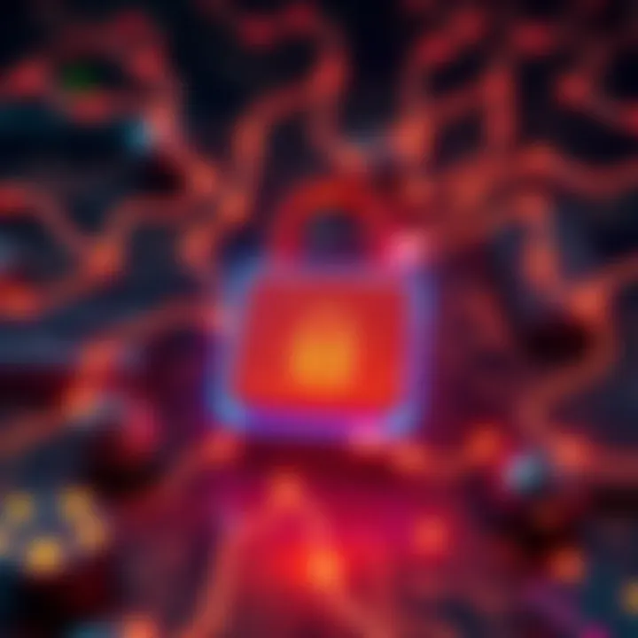 A graphic showing a digital lock symbolizing crypto security, surrounded by quantum computing elements like circuits and binary code