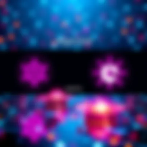 Illustration showing the logos of Algorand and CKB/Nervos Network with digital quantum elements