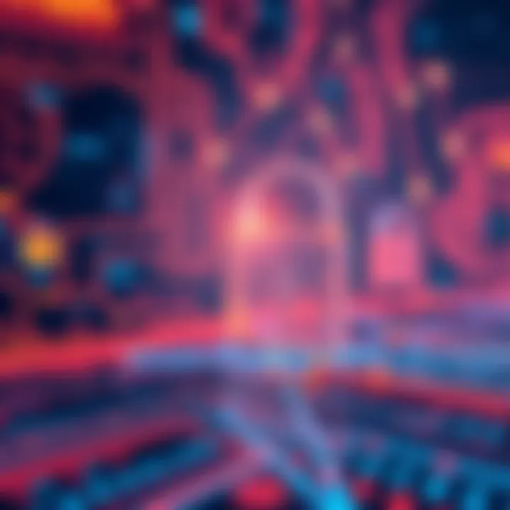 A visual representation of quantum computing technology securing a digital blockchain system, showcasing locks and data encryption.