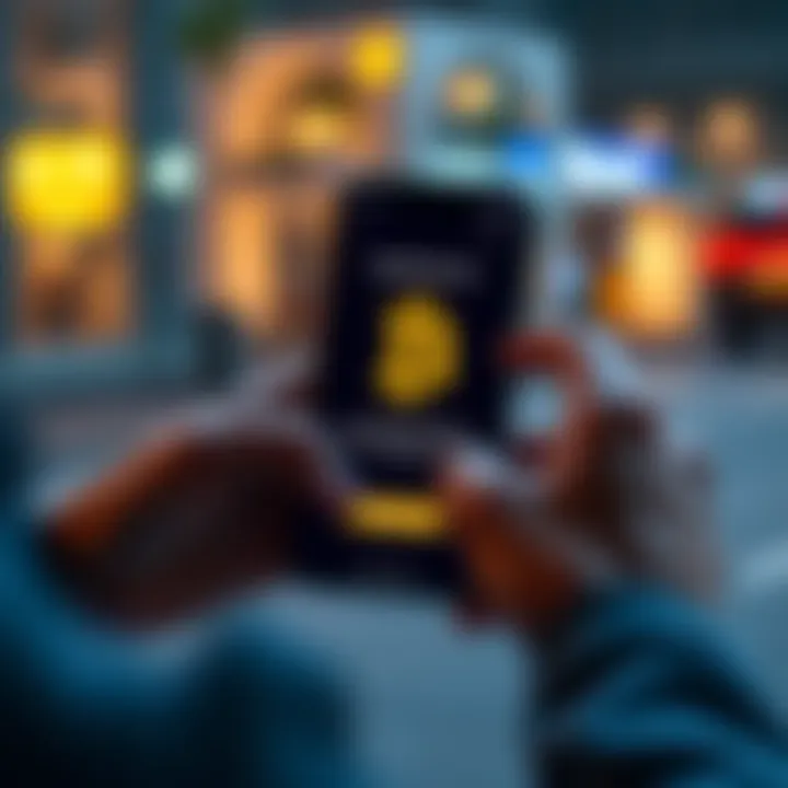 A person holding a smartphone displaying a Bitcoin logo while participating in a survey about cryptocurrency opinions