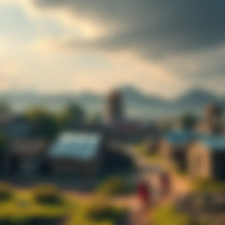 A peaceful village scene showing houses and people going about their daily lives in a country not recognized by the world.