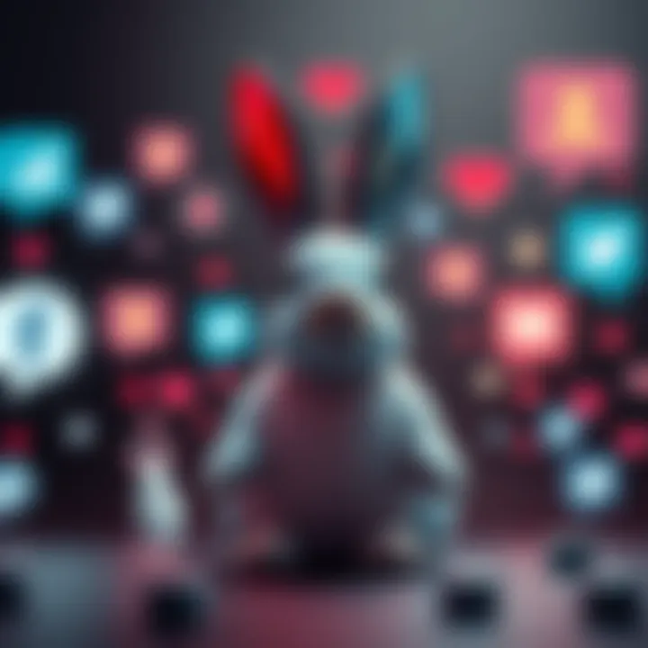 Rabbit Symbol in GME Discussions A rabbit symbol represents the community discussions around GME, with chat bubbles and forum icons in the background.