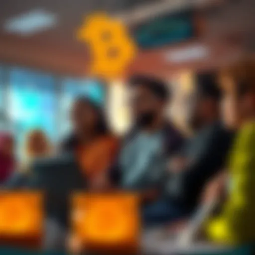 Group of diverse individuals discussing their opinions on The Bitcoin Standard and Bitcoin's role in the economy